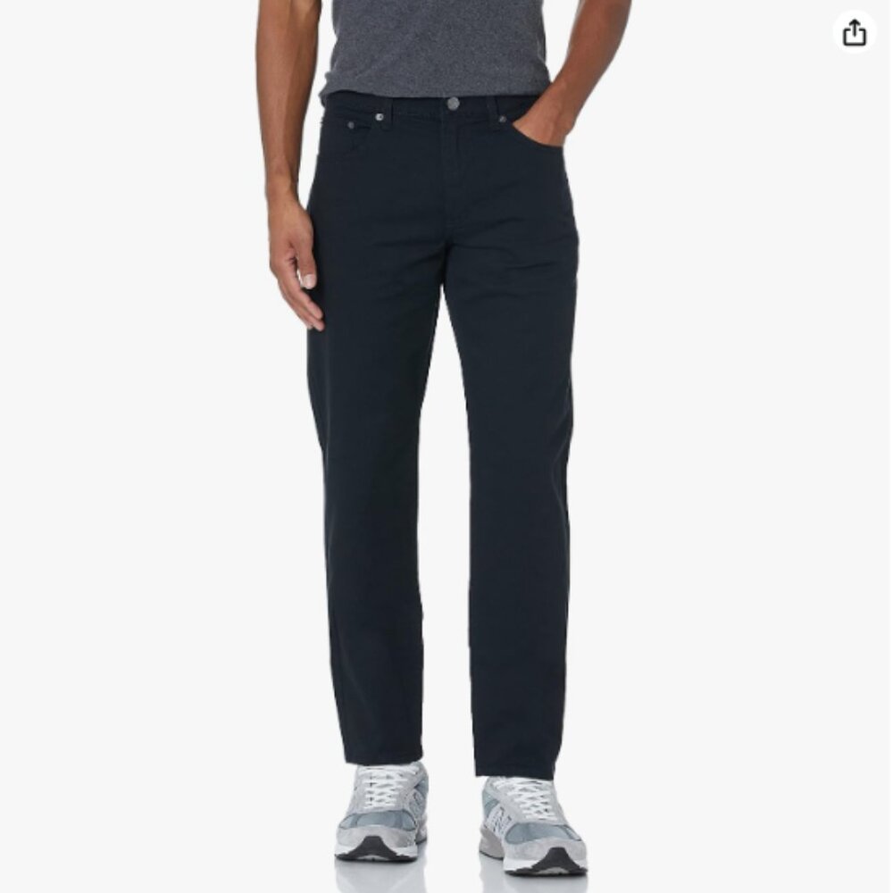 Men's Straight Fit 5-Pocket Stretch Twill Pants, Black, 40W x 29L